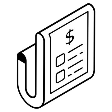 An Isometric Line Vector Of A Bill