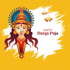 Happy durga puja india festival holiday card illustration background