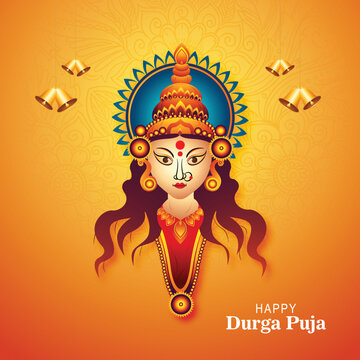 Happy navratri artistic durag face for durga puja indian celebration card background