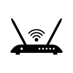 Router icon in black solid style