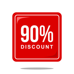 90% discount offer price sign, special offer symbol. Discount tag badge perfect design for shop and sale banners