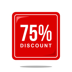 75% discount offer price sign, special offer symbol. Discount tag badge perfect design for shop and sale banners