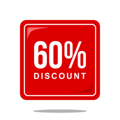 60% discount offer price sign, special offer symbol. Discount tag badge perfect design for shop and sale banners