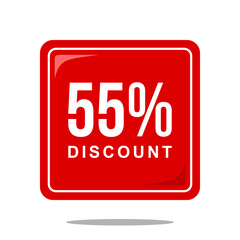 55% discount offer price sign, special offer symbol. Discount tag badge perfect design for shop and sale banners