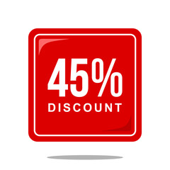 45% discount offer price sign, special offer symbol. Discount tag badge perfect design for shop and sale banners