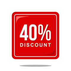 40% discount offer price sign, special offer symbol. Discount tag badge perfect design for shop and sale banners