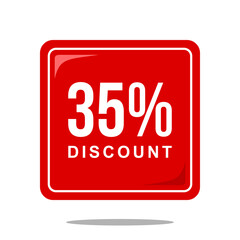 35% discount offer price sign, special offer symbol. Discount tag badge perfect design for shop and sale banners