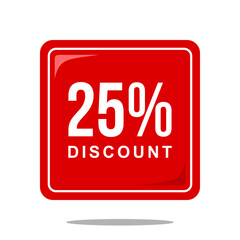 25% discount offer price sign, special offer symbol. Discount tag badge perfect design for shop and sale banners