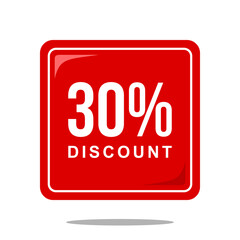 30% discount offer price sign, special offer symbol. Discount tag badge perfect design for shop and sale banners