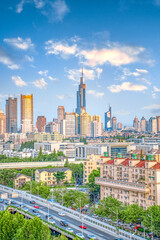 Naklejka premium Aerial photography of the central building complex, Gupinggang Overpass and Zifeng Building in Nanjing City, Jiangsu Province, China