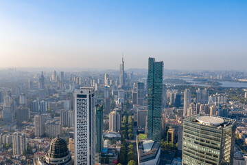 Naklejka na ściany i meble Aerial photography of downtown and Xinjiekou business district of Nanjing City, Jiangsu Province, China