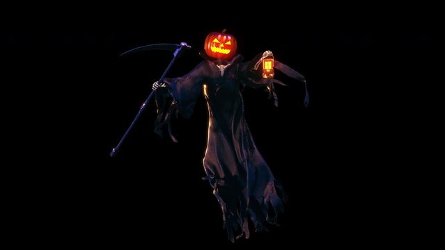 Halloween Jack-O-Lantern looped with alpha channel .