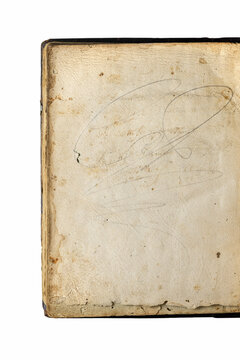Antiques. Bookend, yellow page of an old book, close-up, studio shot.