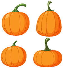 Set of pumpkin on white background