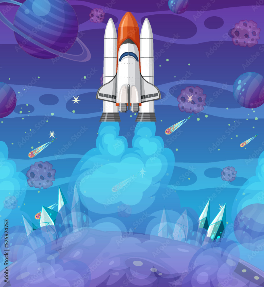 Wall mural spaceship in the galaxy background