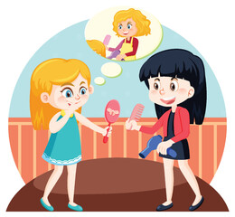 Young lady discuss on hair dressing