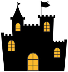 Fototapeta premium Silhouette castle with light at the window