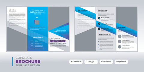 Corporate business tri-fold brochure template, Creative and Professional tri-fold brochure template. 