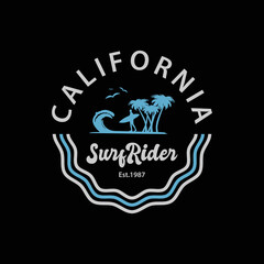Fototapeta premium California surf rider illustration typography vector t shirt design 