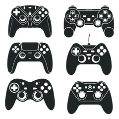 Set of black game controller silhouette © DesignLands 