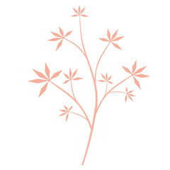 Beige color doodle line art flower and leaf.