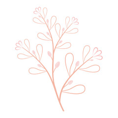 Obraz na płótnie Canvas Beige color doodle line art flower and leaf.