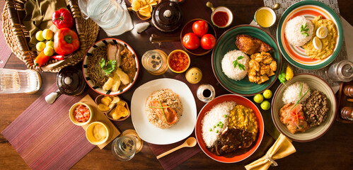 Obraz na płótnie Canvas Buffet table Peruvian comfort restaurant gourmet food