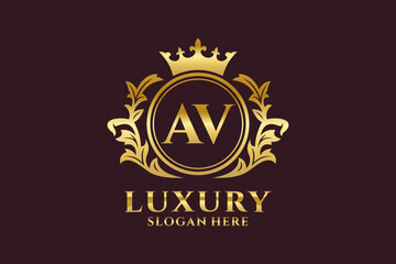 Initial AV Letter Royal Luxury Logo template in vector art for luxurious branding projects and other vector illustration. - obrazy, fototapety, plakaty