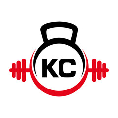 Letter KC Fitness Gym Logo Concept. Fitness Logo Symbol Vector Template