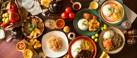Buffet table Peruvian comfort restaurant gourmet food