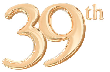 39th years anniversary number gold