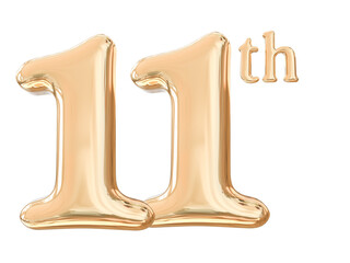 11th years anniversary number gold