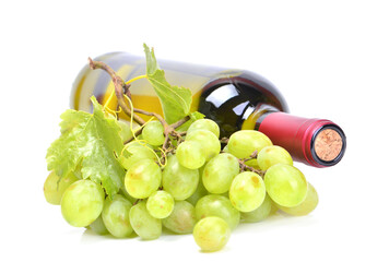 A bottle of wine on a white background