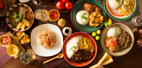 Buffet table Peruvian comfort restaurant gourmet food