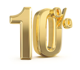 number sale 10 percent gold 3d