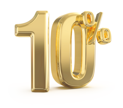 number sale 10 percent gold 3d