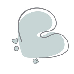 Abstract shape blue pastel blob line art and small element.