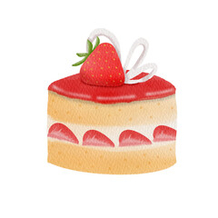 Watercolor cake. Strawberry Cake.