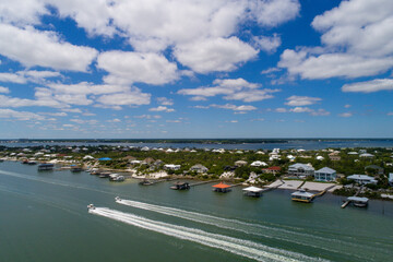 Fototapeta premium Boats alongside Ono Island in July