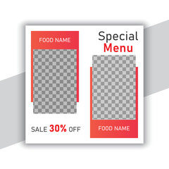 Food menu and restaurant social media banner template