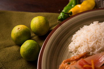 Raw green lemons Peruvian comfort restaurant gourmet food