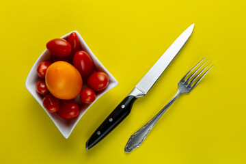 fresh and tasty vegetables on a white dish