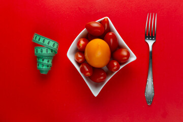 fresh and tasty vegetables on a white dish