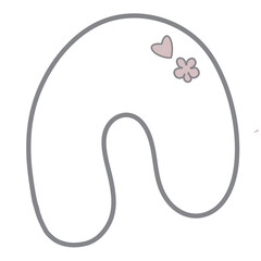 Dark gray blob line art and cute small element. Grey doodle.