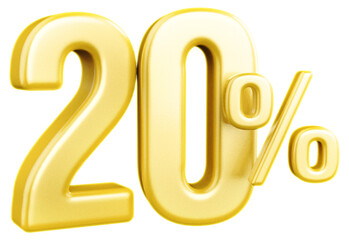 number sale 20 percent gold 3d