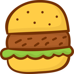 Hamburger hand drawn filled outline style