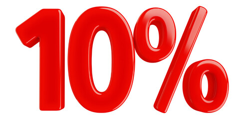 Sale 10 percent off number red 3d
