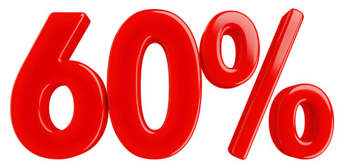Sale 60 percent off number red 3d
