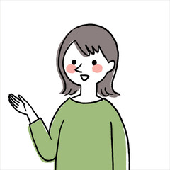 案内している女性