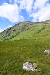 Ausblick in das Tal Glen Eive in den Schottischen Highlands, Glencoe, Argyll, Schottland